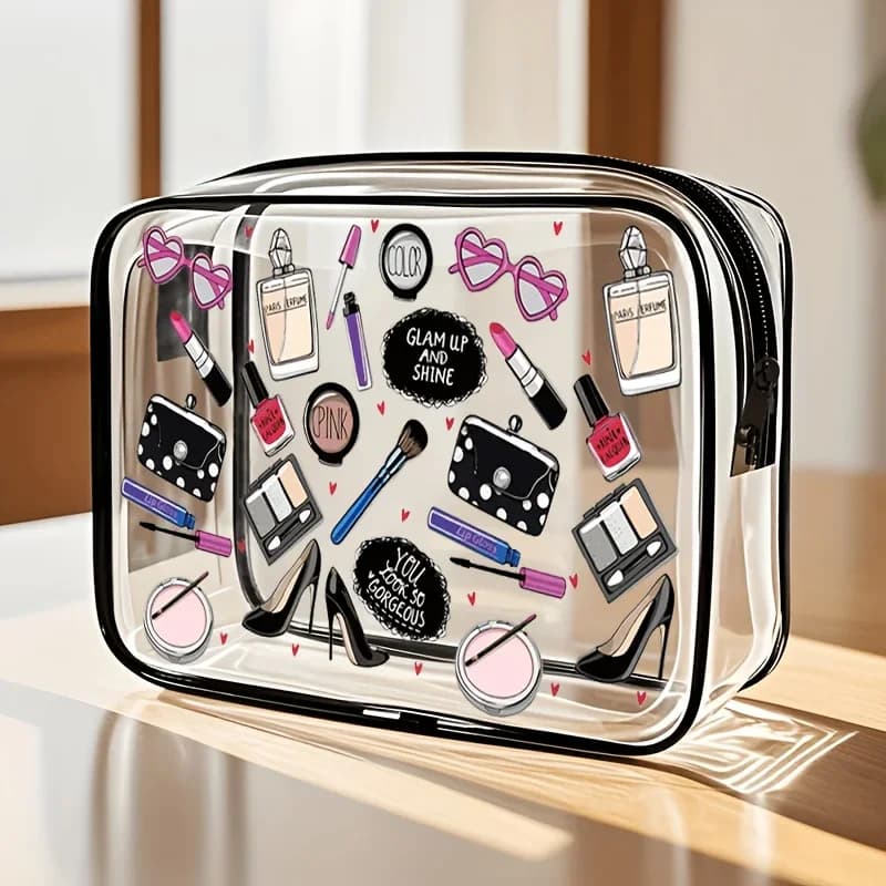 1pc Clear Makeup Bag Transparent Travel Toiletry Pouch TSA Airport Gym Wash Organizer Zipper Cosmetic Handbag Women Gift