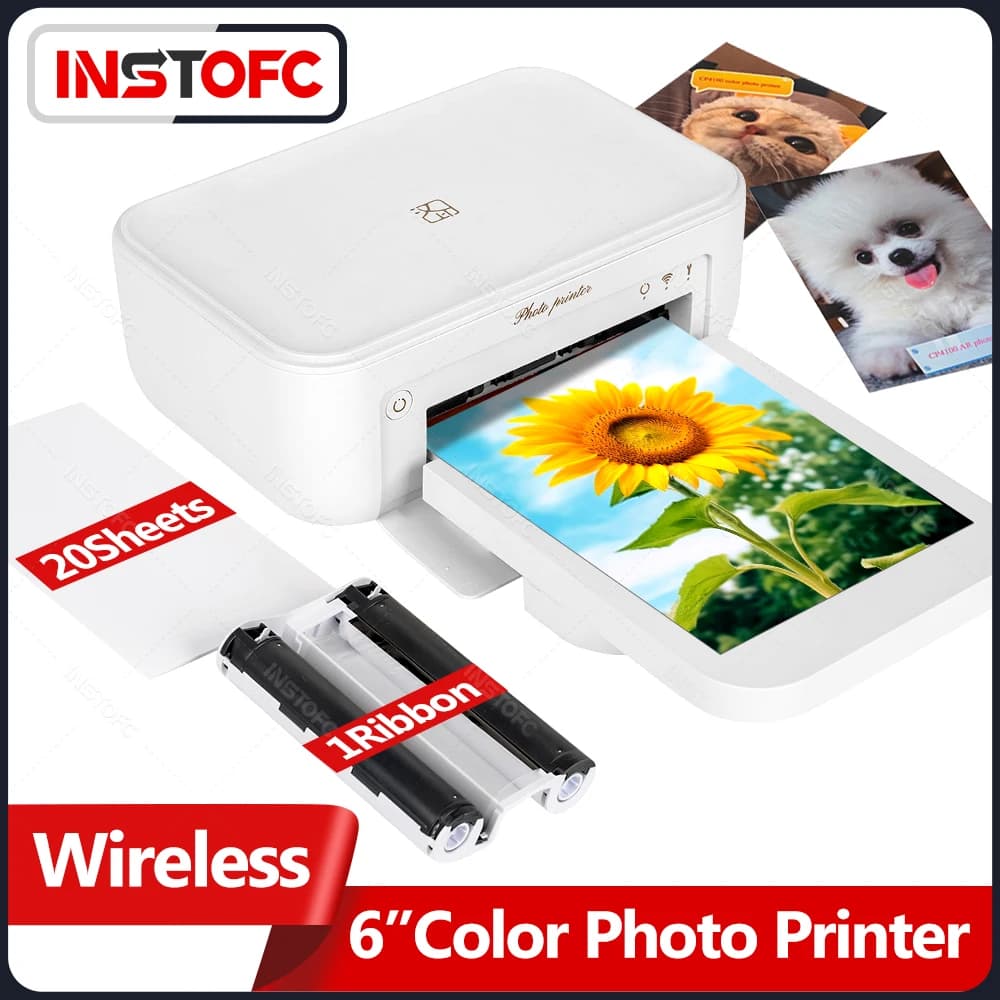 Mini stampante fotografica a colori Stampante fotografica istantanea ad alta risoluzione da 300 DPI Stampante fotografica termica wireless con carta e nastro