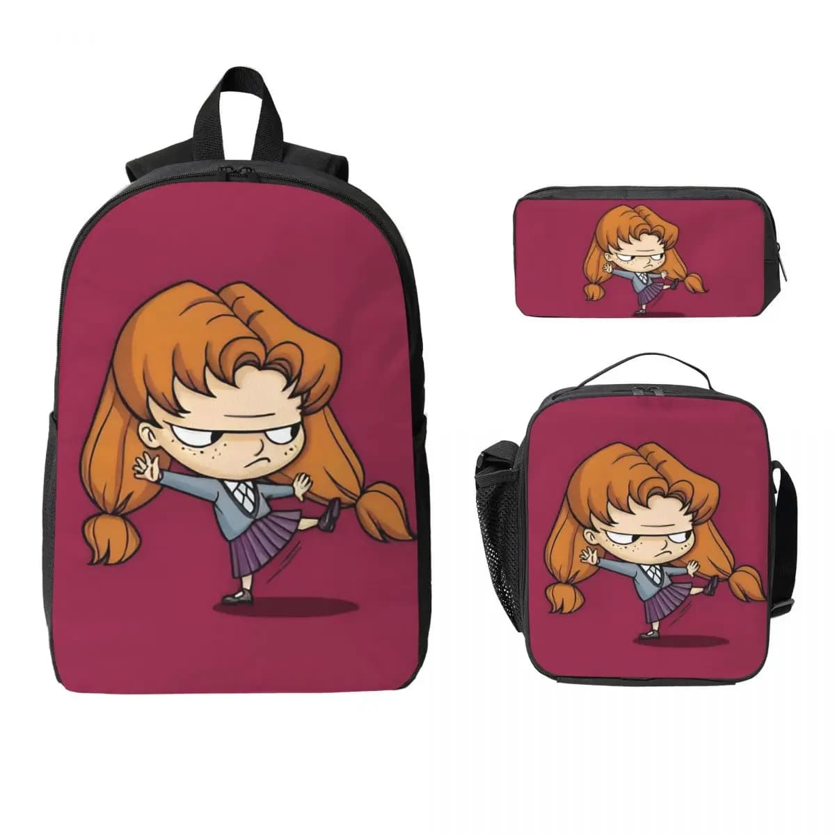 Mortelles Adeles Backpack Lunch Box Pencil Boxes for Boys Girls Backpacks Cute Schoolbag Bookbag Set