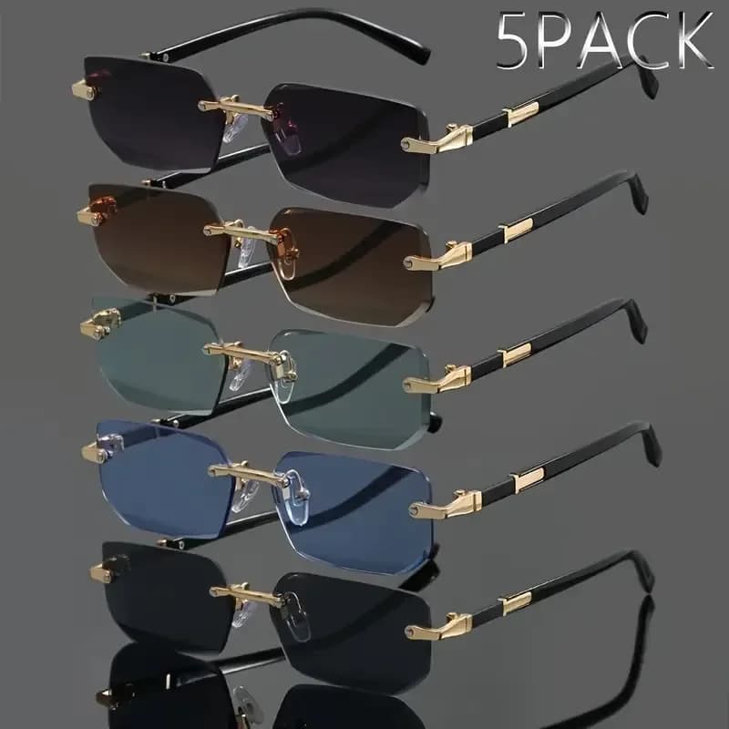 5pcs Metal Fashion Glasses | Frameless Square Retro Classic Trendy Stylish | Suitable For Summer Party And Holiday Gifts 2333 20