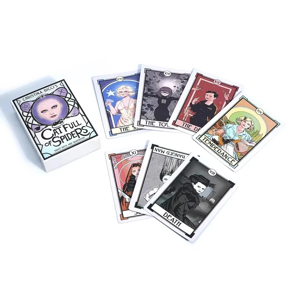 Gatto pieno di ragni Tarocchi Mazzo di carte Gioco da tavolo per divinazione Oarcle Party Donne Ragazze Giochi di carte Gioco da tavolo completo in inglese