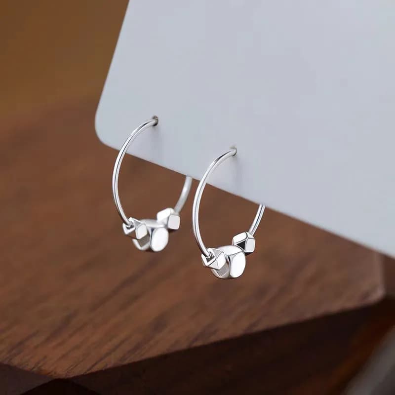Orecchini a cerchio in vero argento sterling 925 con 2/3 perline per le donne Accessori geometrici di lusso leggeri classici di alta gioielleria