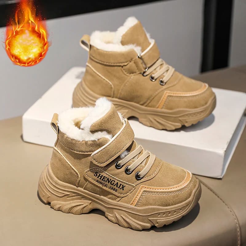 Stivali da neve per bambini Invernali Thikcen Caldi peluche Scarpe sportive per ragazzi Ragazze Scarpe da ginnastica antiscivolo Scarpe da studente Scarponi da trekking per bambini all'aperto