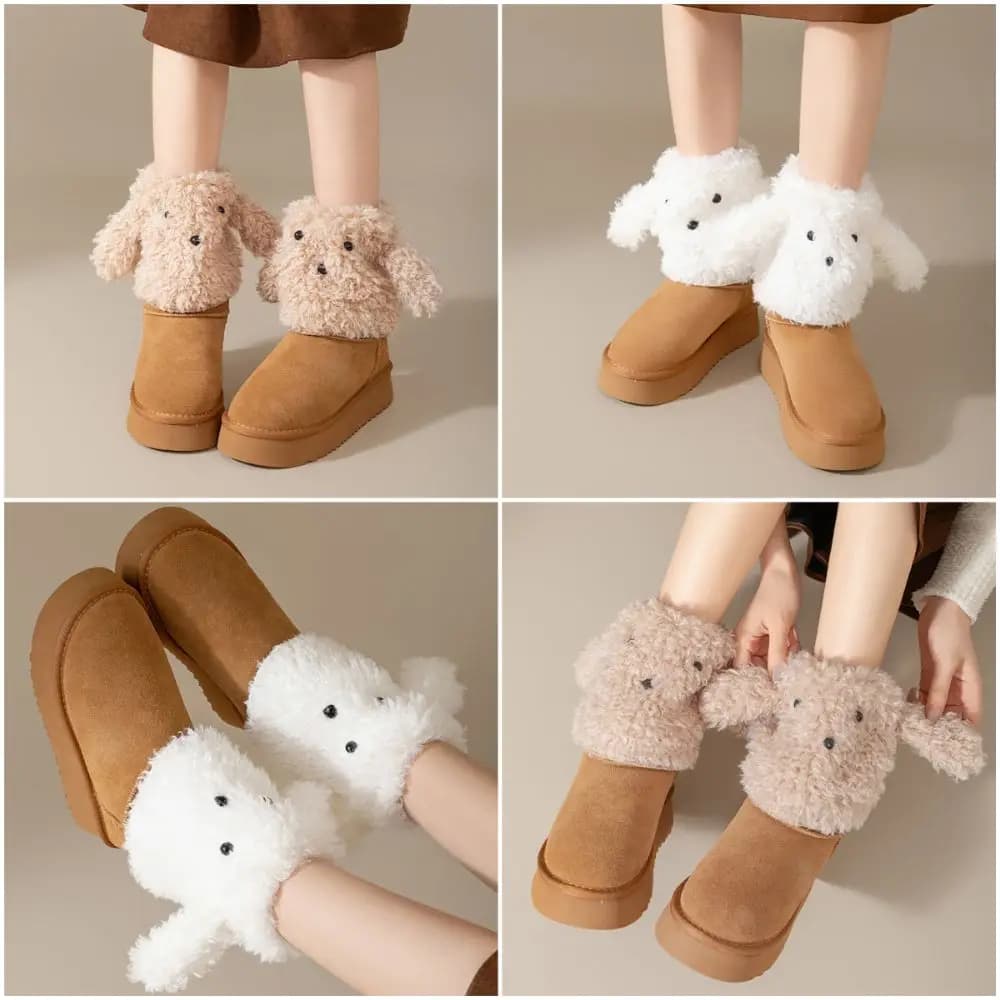 1 Pair Creative Cartoon Dog Leg Warmers White Coffee Calf Mid Socks Warmer Thicken Ankle Covers JK Girl