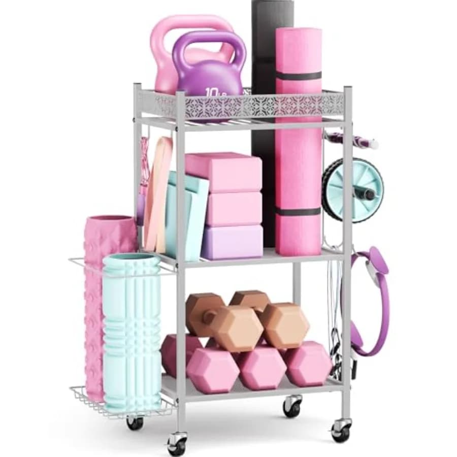 Yoga Mat Storage Rack Home Gym Storage Rack Workout Storage for Yoga Mat Foam Roller Gym Organizer Gym Equipment Storage for Ho