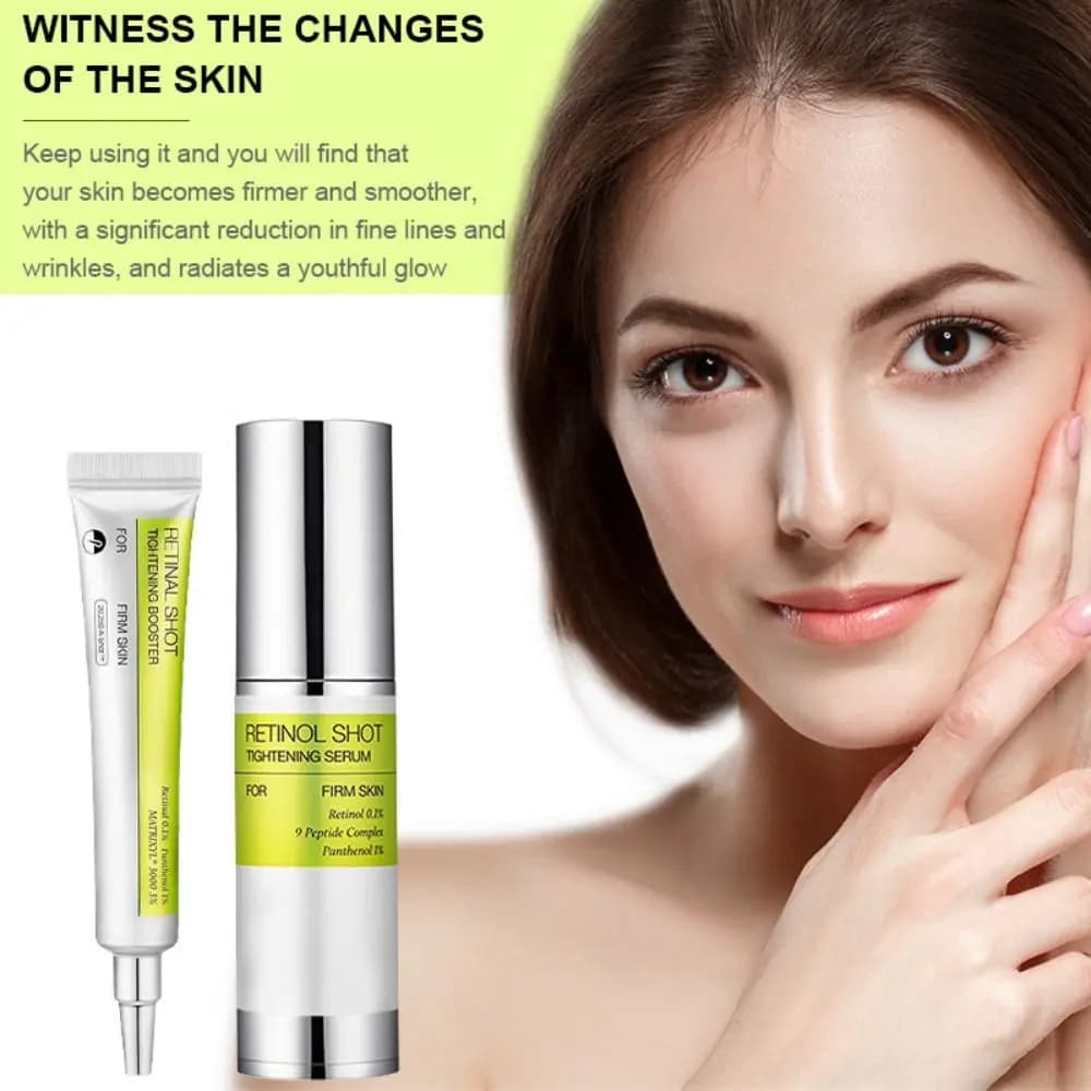 Anti-Aging Retinol Tightening Serum 9-Peptide Complex Panthenol Wrinkle Reduction Eye Firming Cream with 0.1% Retinol