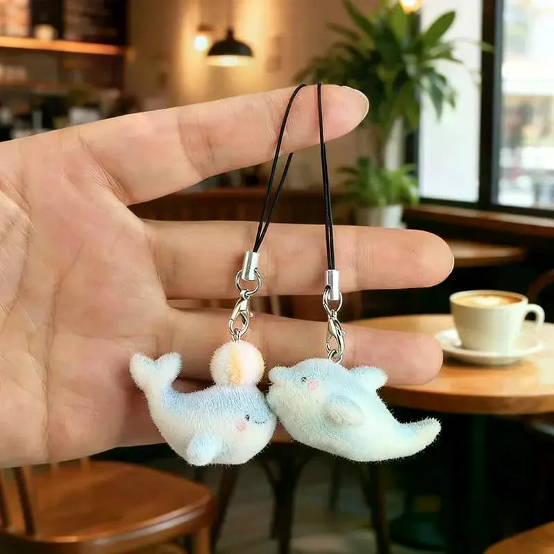 1 pz resina carino 3D delfino floccaggio bambola pendente catena del telefono soffice squalo tartaruga animale portachiavi per borsa portachiavi auto regalo