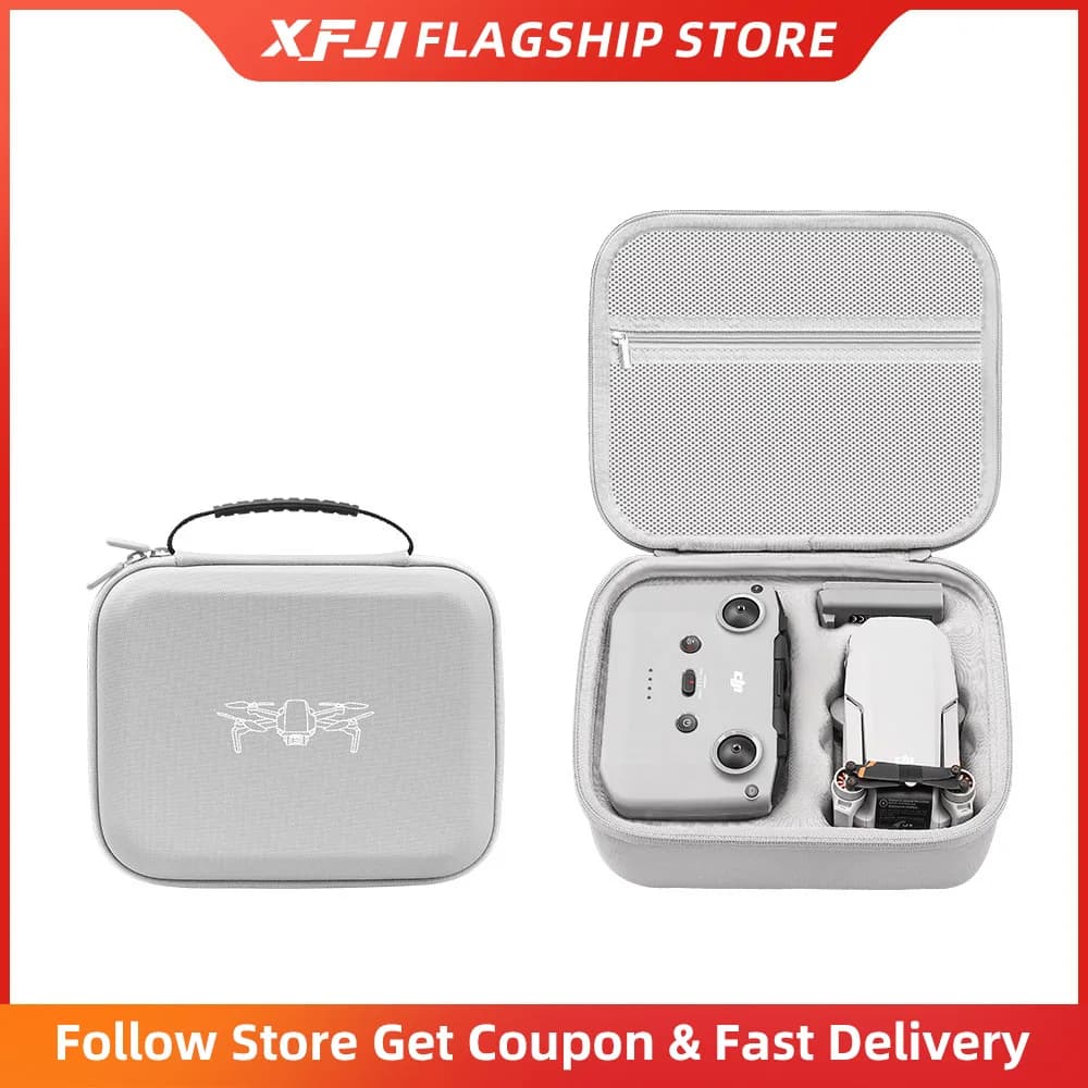XFJI Protective Case Transport Case PU Leather Bag for DJI Mini 4K/Mini 2SE/Mini 2 Drone Controller Accessories