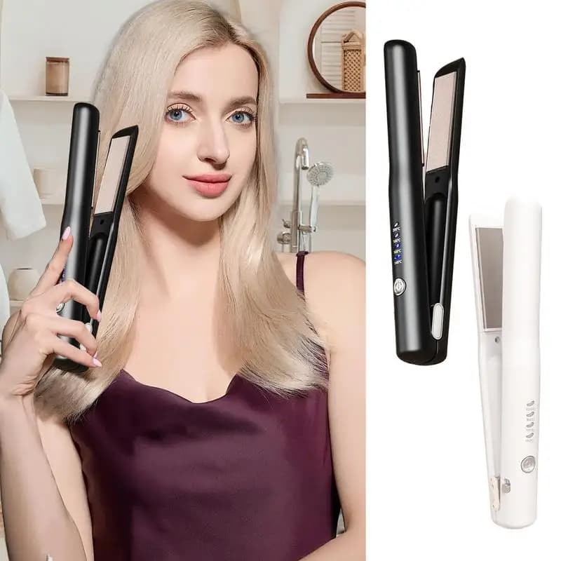 Hair plate with wireless rechargeable stick, long-lasting styling tool, portable USB stick to curl and smooth hair