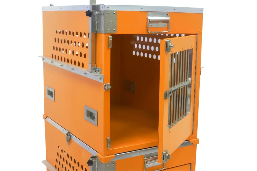 Trasportino Professionale in Alluminio per Cani, Gabbia da Viaggio Portatile per Esposizioni Canine