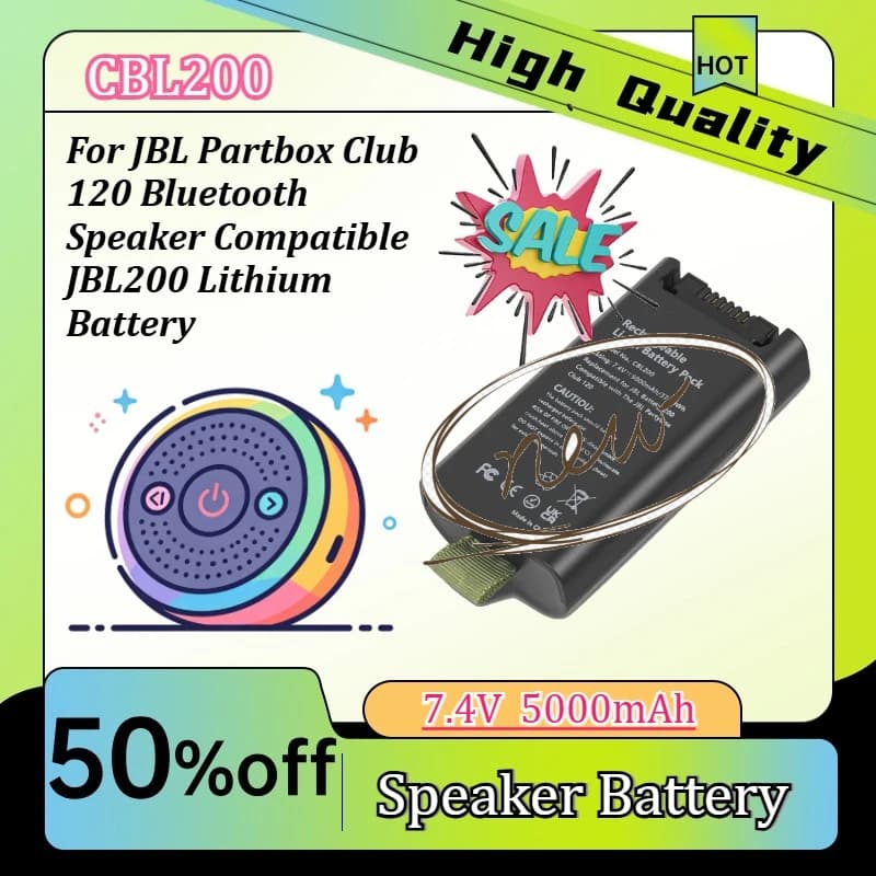 Batteria di Ricambio per Altoparlante Bluetooth JBL Partbox Club 120 Compatibile con JBL200 Batteria al Litio 5000mAh