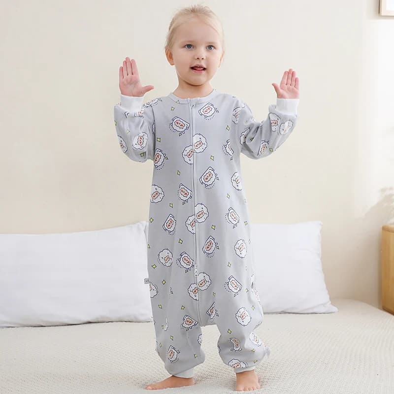 MICHLEY Spring Sleeping Bag Cotton Children's Bag Cartoon Sleeping Bag Pijama Long sleeve Girls' Nightwear Boys 6M-6T