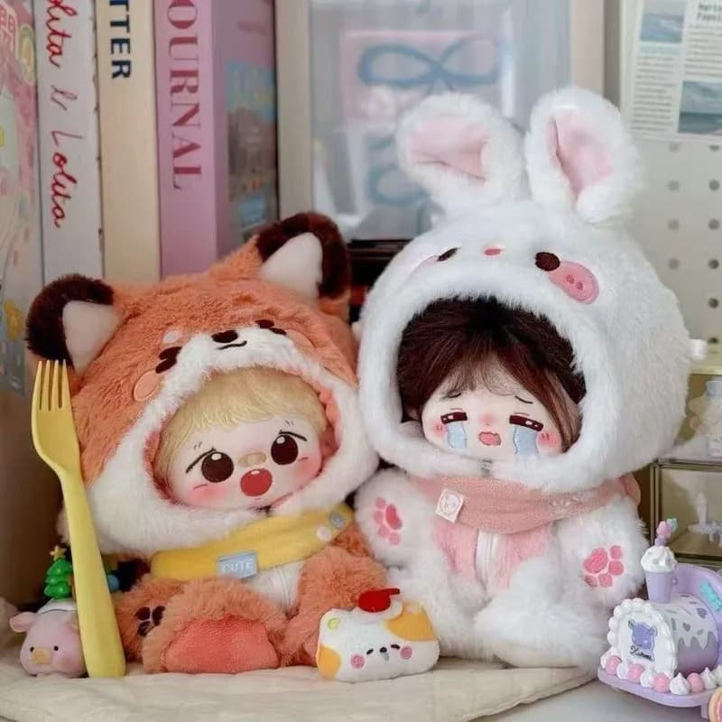 Vestiti per bambini da 20 cm Piccola volpe Coniglio Animale carino Peluche Vestiti per bambini Tute Vestiti per bambole per il giorno soleggiato Solo vestiti Non bambole