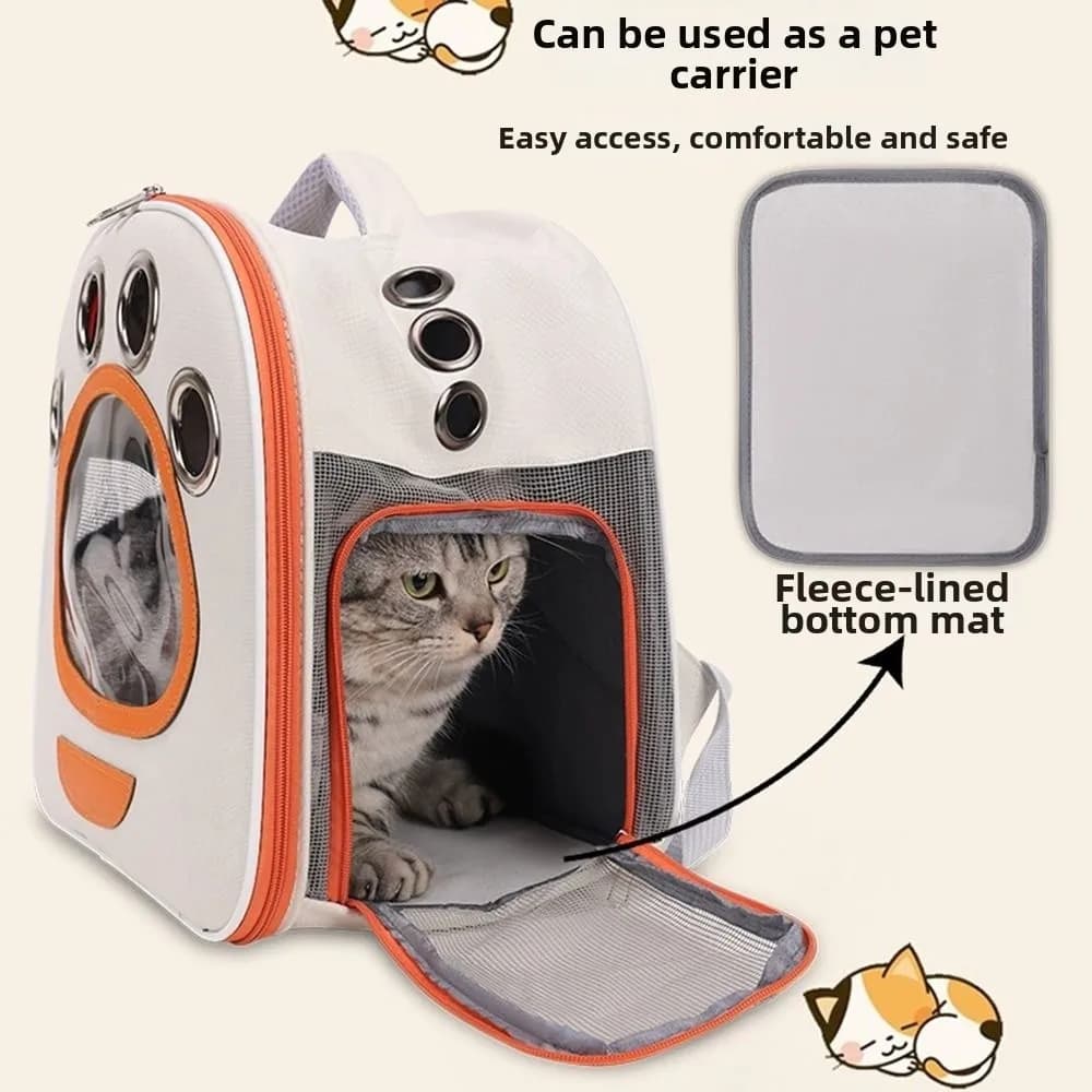 Foldable Pet Backpack Breathable Lightweight Travel Cat Carrier Comfortable Transparent Window Cats Carrying Case Hiking