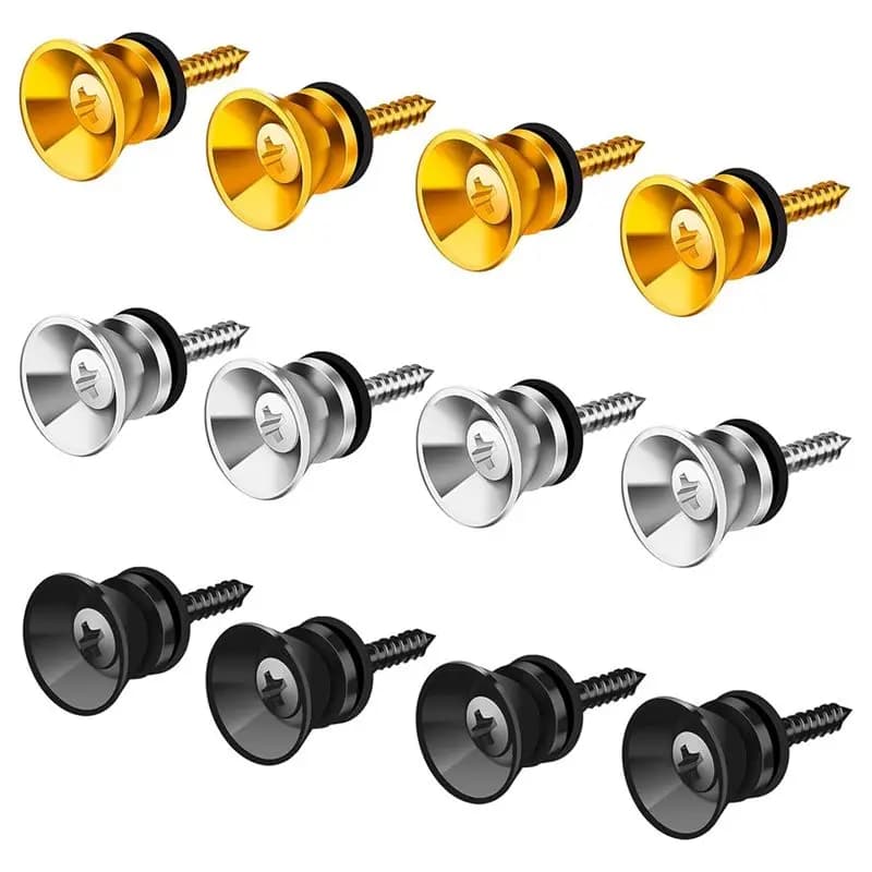 12 Pezzi Bloccacinghia per Chitarra in Metallo con Perni Terminali e Viti di Montaggio per Chitarra Acustica, Classica, Elettrica, Basso, Ukulele