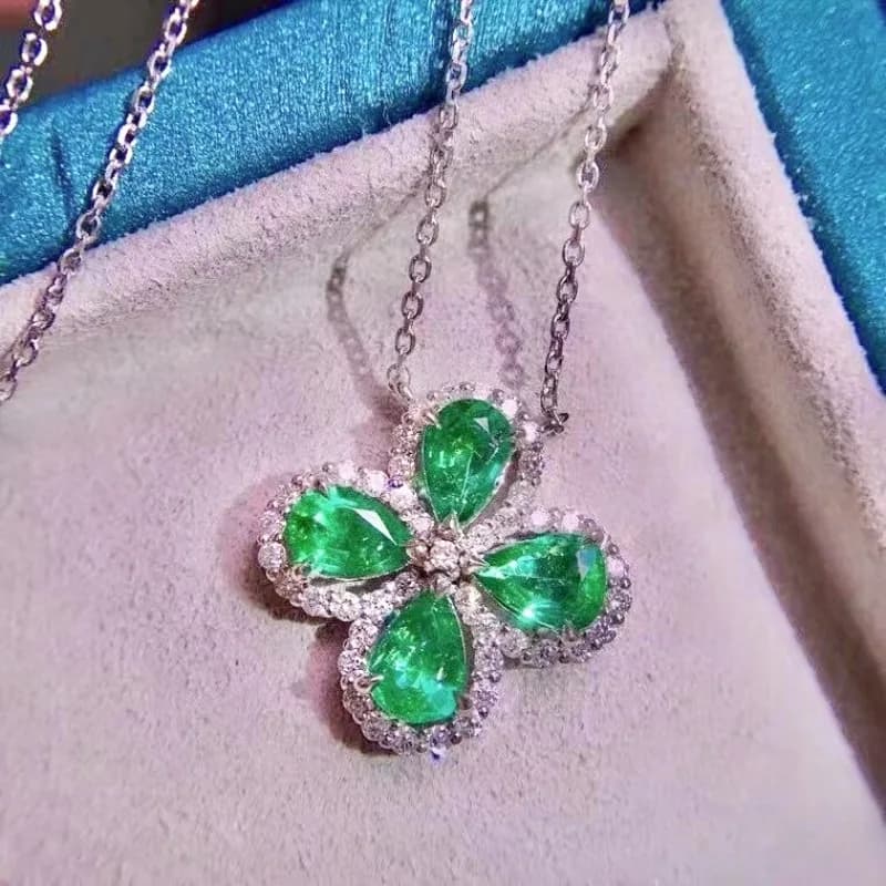 925 Silver Classic Emerald Pendant for Office Woman 3mm*4mm Total 1ct Natural Emerald Necklace Pendant Gift for Wife