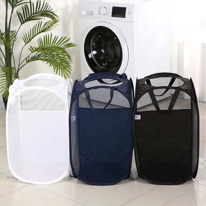 1 piece mesh folding whiteboard basket - Washable storage container for dirty clothes, folding organizer for toys for home wardrobe