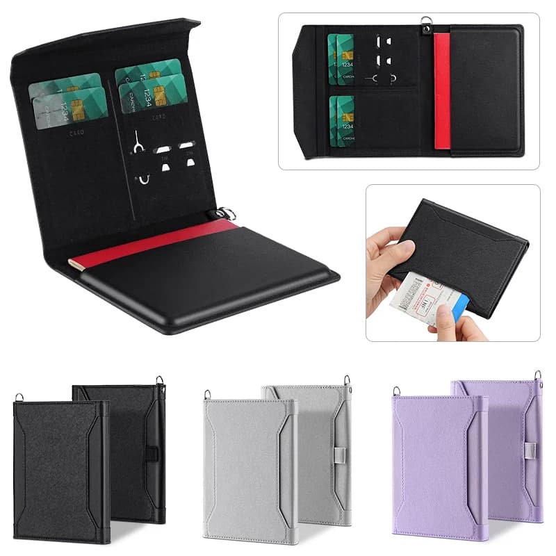 Borsa per carte per passaporto multifunzionale Interruttore magnetico Spazio multi-accommodante Borsa per passaporto portatile Posizione di rotazione della pagina rapida