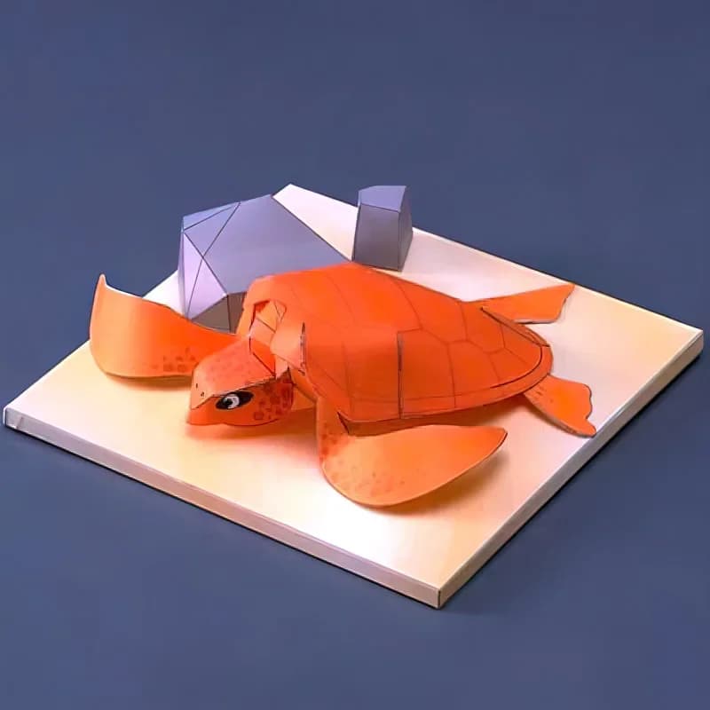 Loggerhead Sea Turtle Origami Art Mini 3D Paper Model Papercraft Animal DIY Kids Adult Handmade Craft Toys QD-259