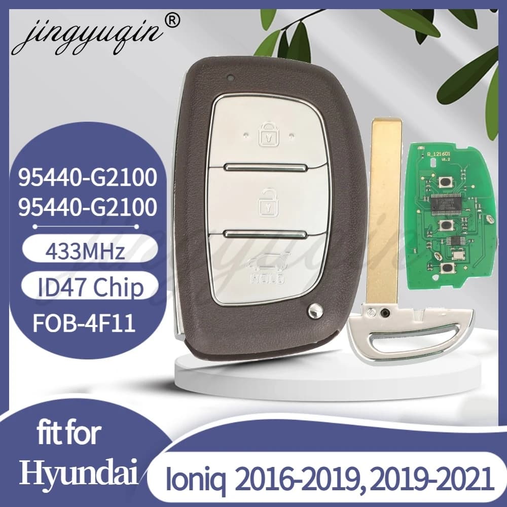 Jingyuqin 95440-G2100 /G2600 Chiave telecomando per auto intelligente per Hyundai Ioniq 2016-2021 433 MHz ID47 TQ8-FOB-4F11 3 pulsanti Fob Keyless Go