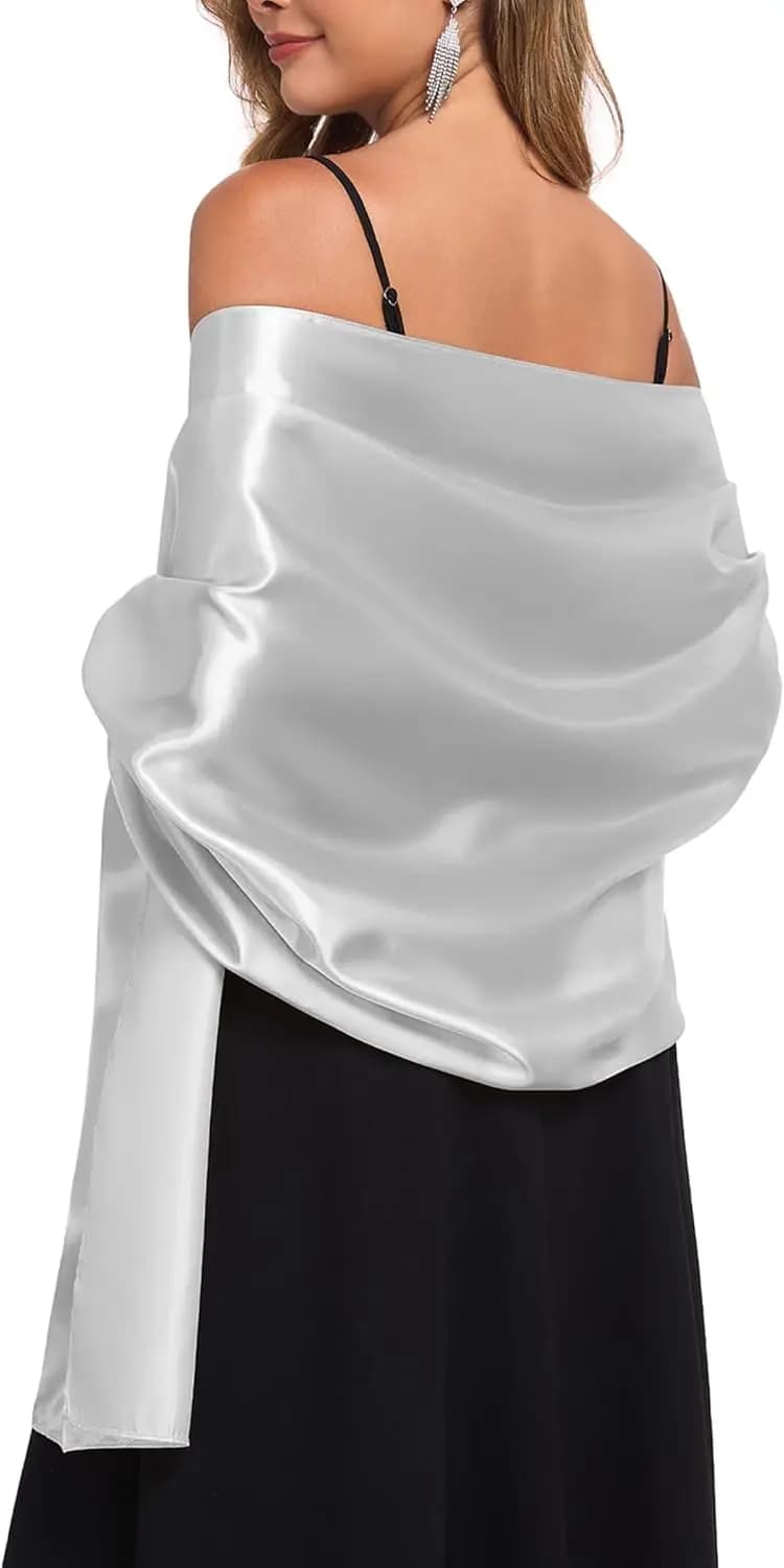 Evening Shawls and Wraps for Women Long Satin Scarf Suitable for Wedding Guest Attire