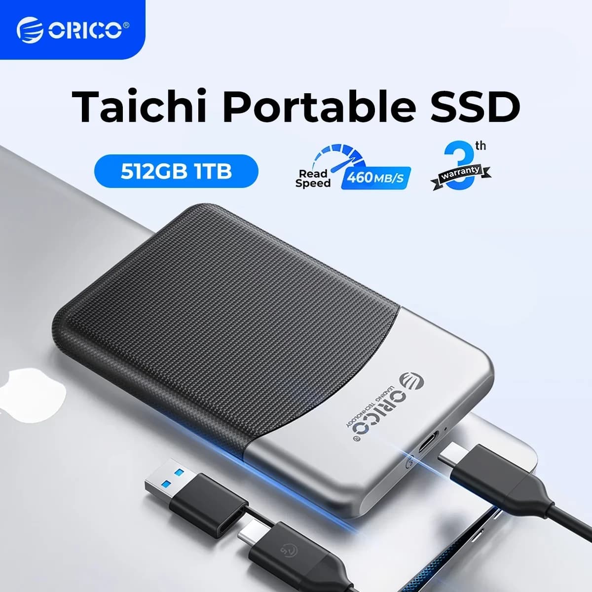 ORICO Taichi SSD portatile 500 MB/S Unità a stato solido esterna da 2,5 pollici USB 3.2 Gen1 Tipo-C PSSD per laptop HUAWEI MateBook