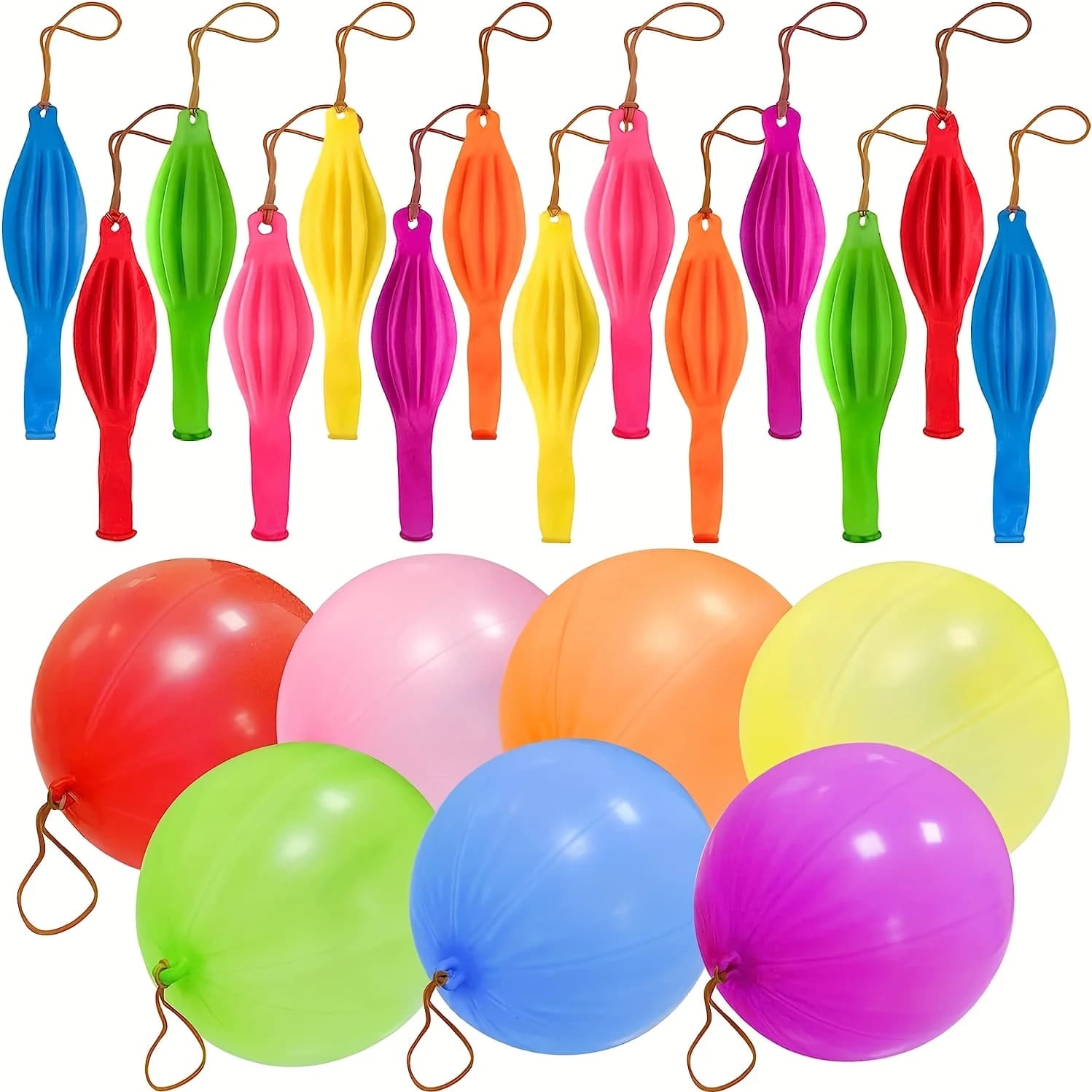 Punch Balloons, Punching Balloon Party Favors for kids, Neon Bounce Balloons with Rubber Band for Carnival, Fun, Gift Bag Party