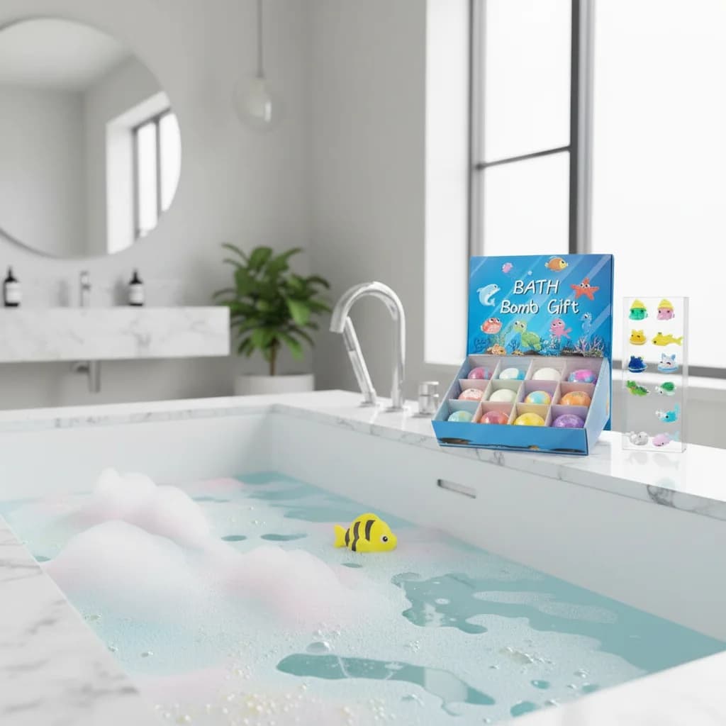 Set Regalo da 12 Bombe da Bagno a Tema Animali Marini per Adulti, con Oli Essenziali Biologici, Forniture Effervescenti per Spa e Relax - Dropshipping