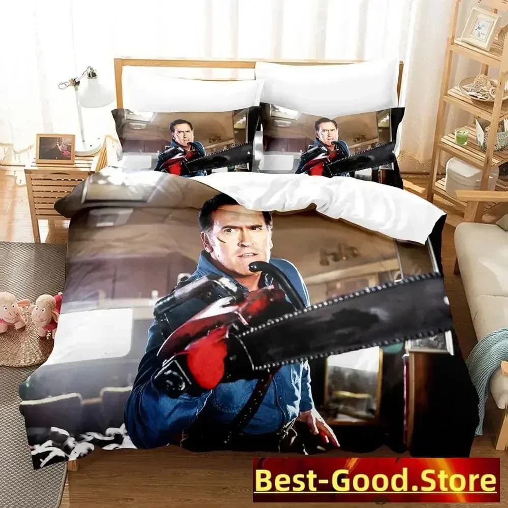Set Letto Stampato Ash VS Evil Dead 2023, Copripiumino, Federe, Set Biancheria da Letto, Lenzuola, Copriletto, Misure Full Queen King