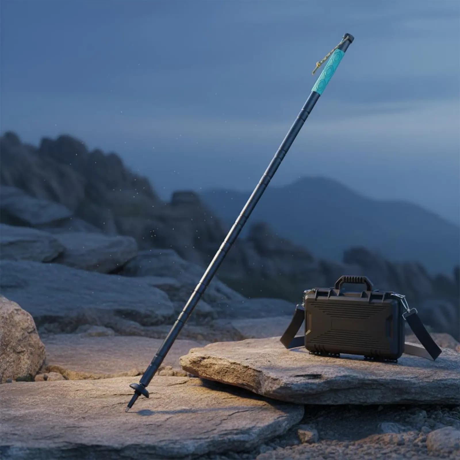 Multifunctional Hiking Stick Set Anti-Slip Grip Aluminum Alloy Hiking Pole Luminous Trekking Pole Tool Kit Hardened Steel Steel