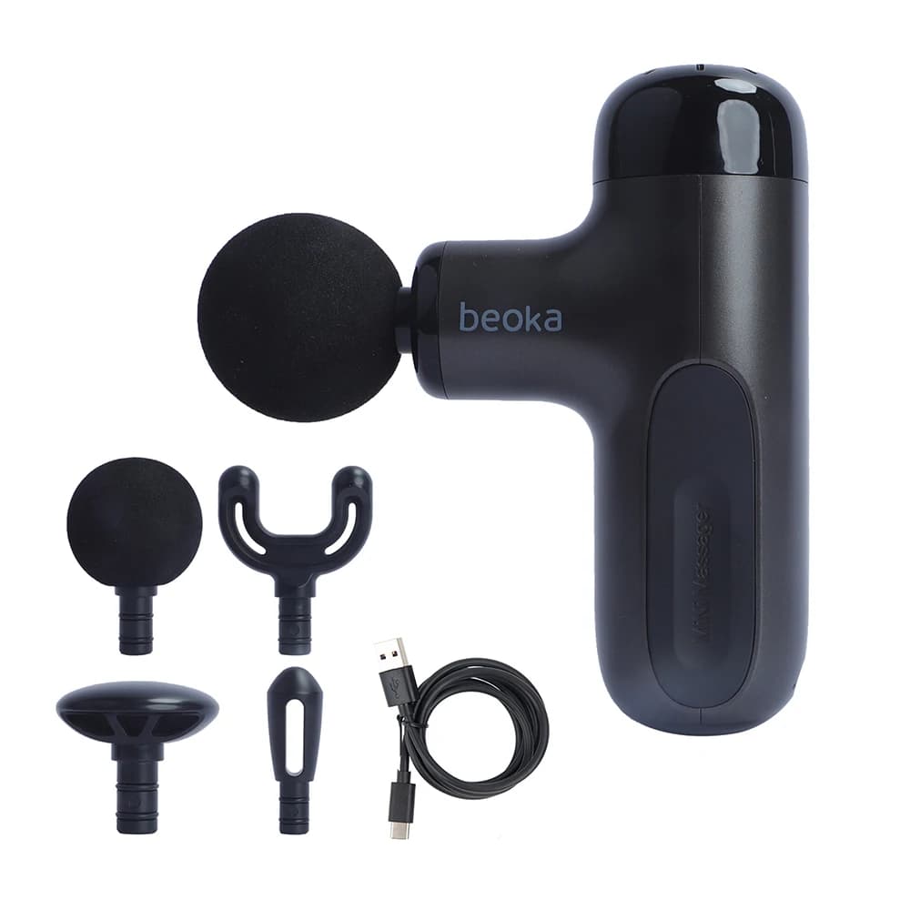 Beoka 2026 Professional Percussion Massage Gun for Deep Textiles, Vibrant, for Facial Body and Muscles, Small, with 4 Heads - Manufacturers