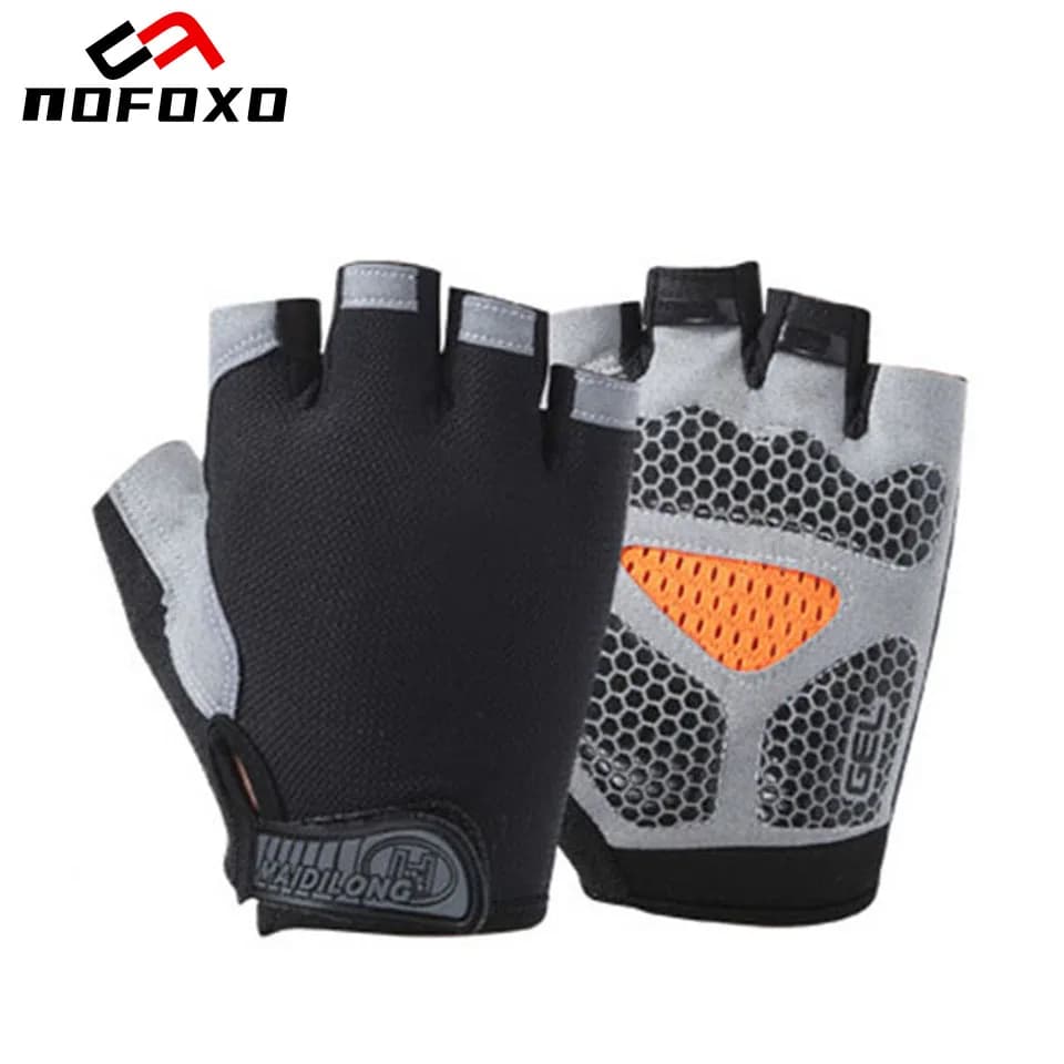 NOFOXO Sports Gloves Anti-shock half finger Riding Gloves Anti-slip Riding Gloves Gym Breathable Cycling Sports Gloves Weightlift Man Woman