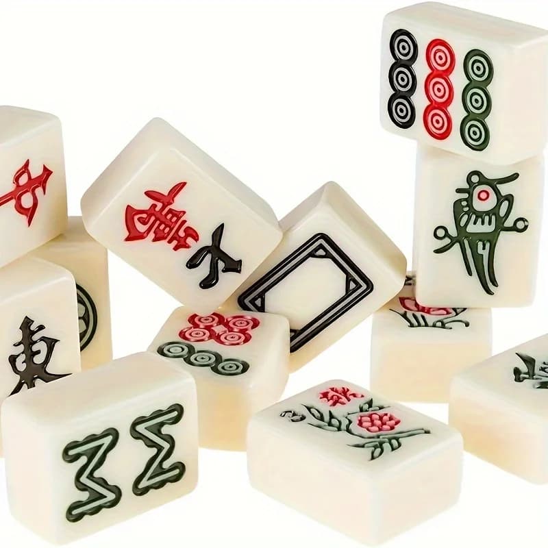 Set Mahjong da Viaggio, Mini Tessere Mahjong Portatili in Scatola Impermeabile, Gioco da Tavolo per Campeggio, Spiaggia e Viaggi