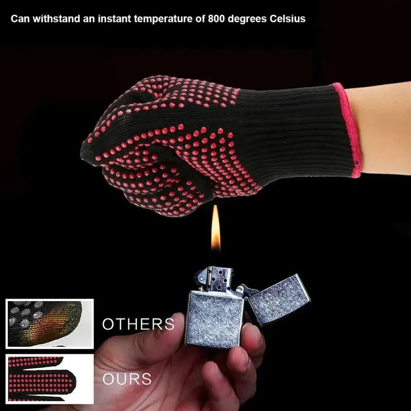 1 paio di guanti da barbecue in silicone antiscivolo per griglia da cucina, campeggio e pentole, guanti da forno resistenti al calore, resistenti al taglio