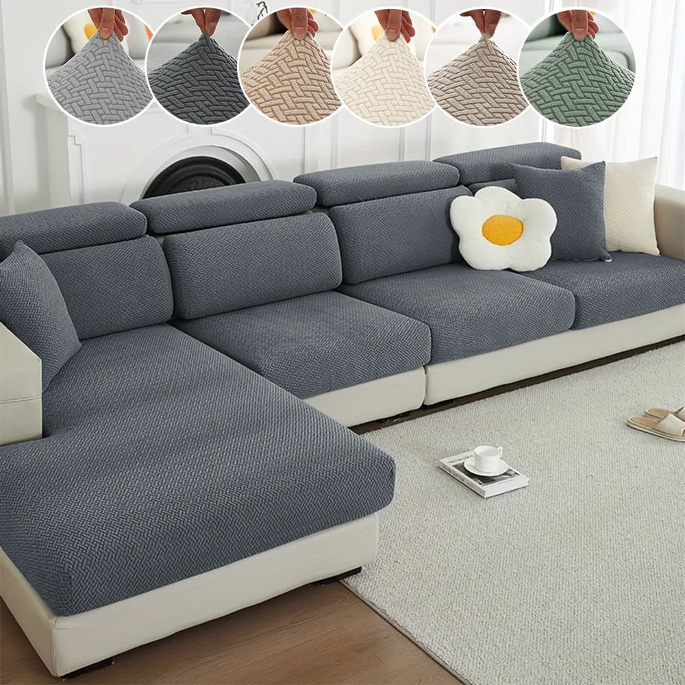 Jacquard Sofa Slipcover Twill Pattern Elastic Sofa Covers Washable Furniture Protector for Office Living Room Home Decor 1PC