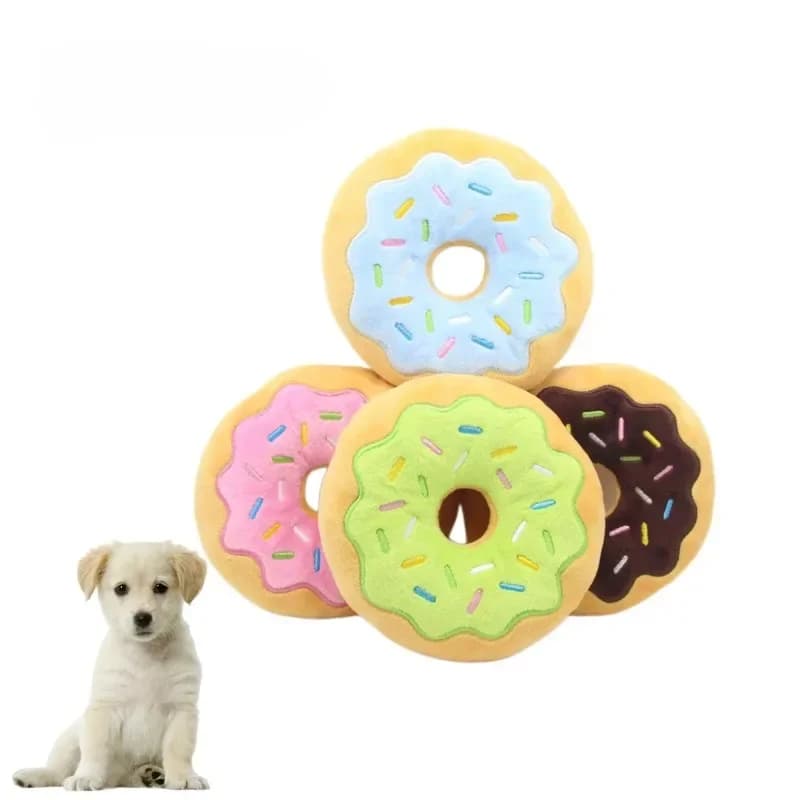 Giocattoli per cani Ciambella Peluche Soundmaking Giocattolo carino Animali domestici Cane Suono stridulo Divertente interattivo Resistente ai morsi Masticare Mordere i denti Rettifica