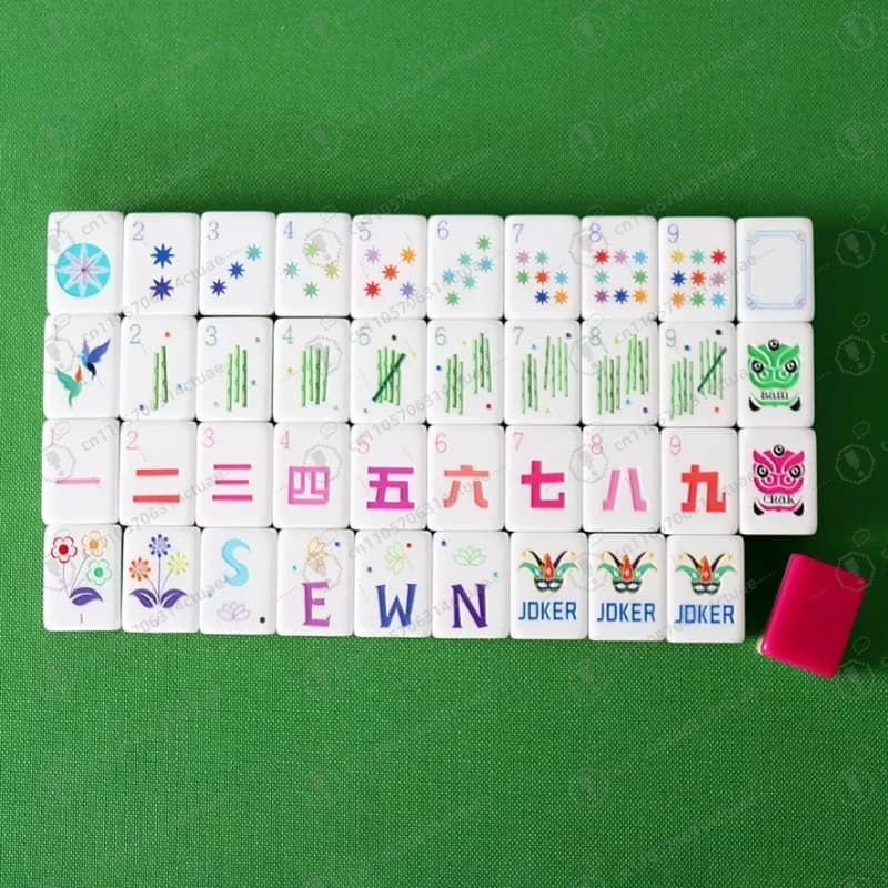 Set di Mahjong in Acrilico Rosso Rosa, Tessere di Mahjong in Cristallo Premium, Gioco da Tavolo per Intrattenimento Domestico e Regalo