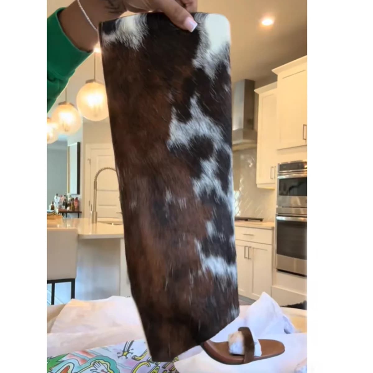 Stivali Sandalo al Ginocchio con Punta Aperta e Tacco Alto a Spillo, in Pelo Lungo, Multicolore, con Tomaia Sottile, Sexy, da Donna, Primaverili