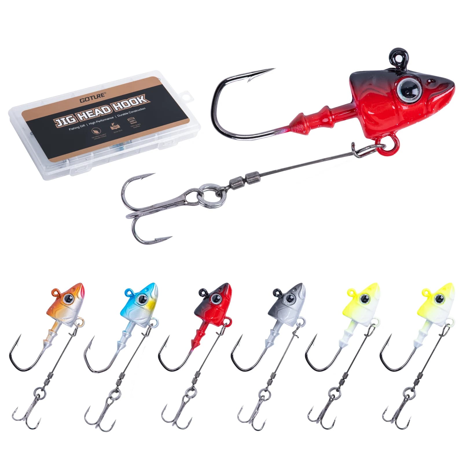 Goture 1/scatola Accessori Per la Pesca Jig Head Gancio Richiamo Ponderato 7g 10g 14g 21g 28g 32g Artificiale Jig Testa Gancio Richiamo di Pesce Esca Morbida