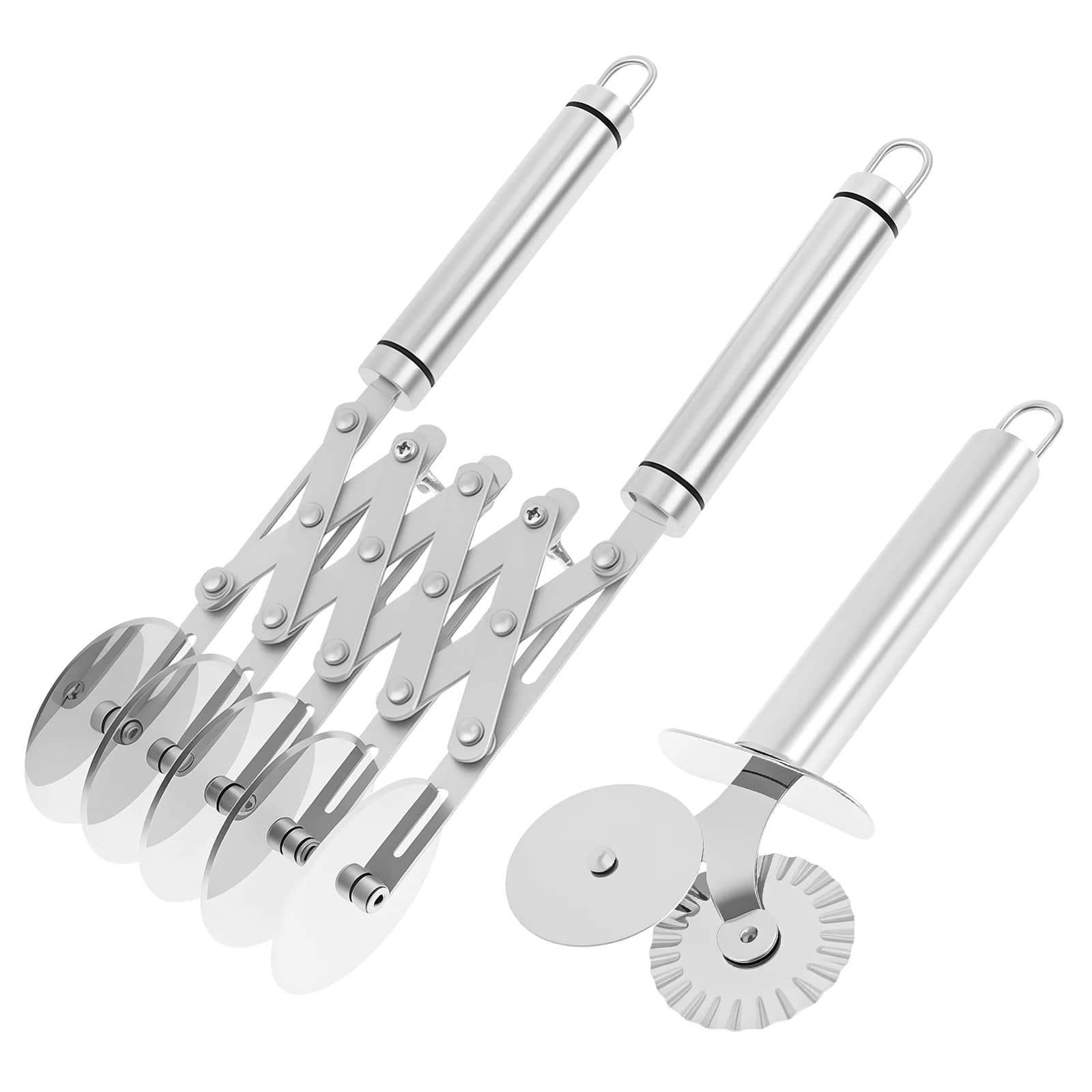 Stainless Pizza Slicer Multipurpose 5 Wheel Pizza Cutter Solid Round Dough Cutter Roller Anti Slip Cookie Pastry Knife Divider