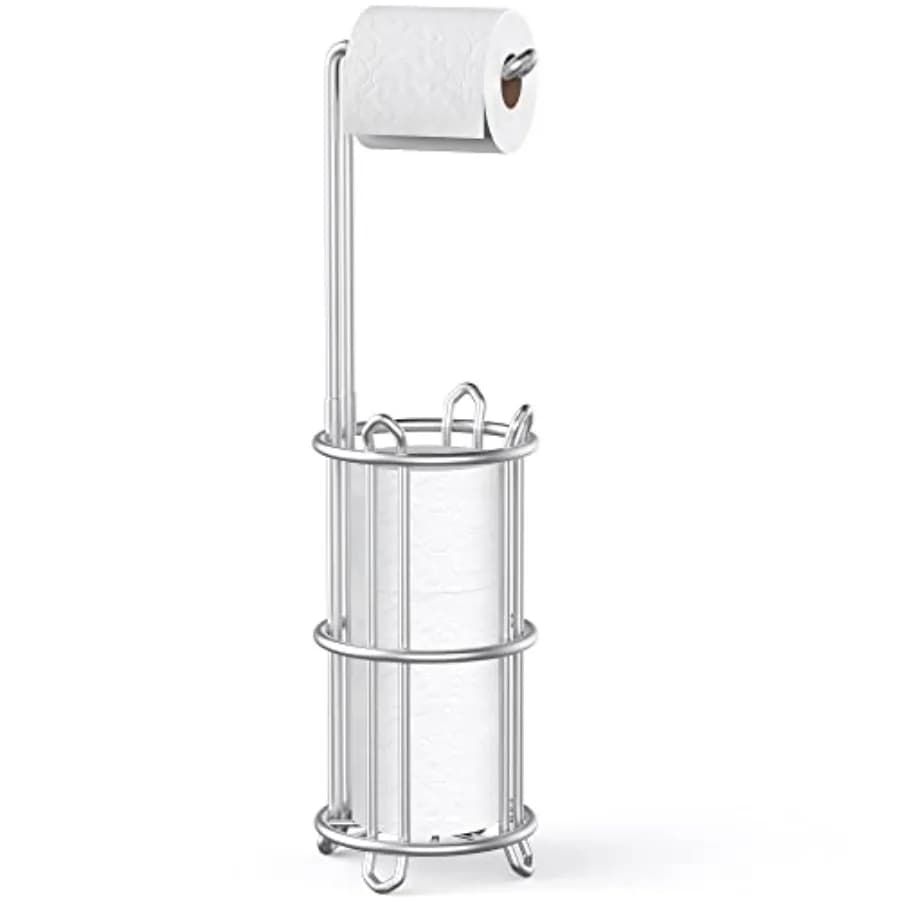 Portarotolo da terra per carta igienica e dispenser per 4 mega rotoli, porta rotoli autoportante per bagno