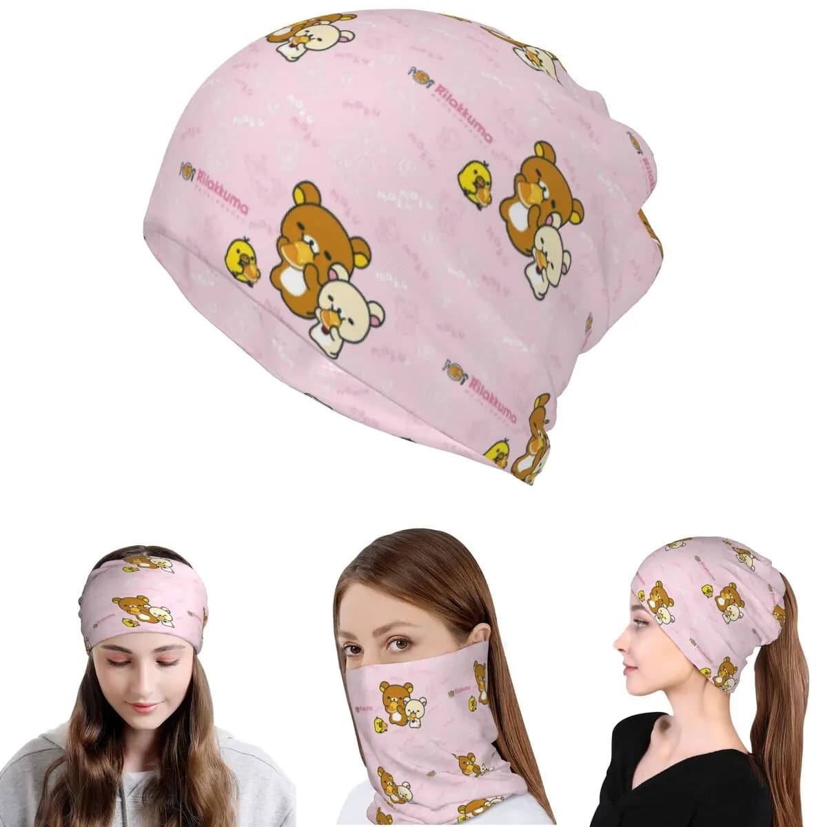 Simpatica bandana Rilakkuma, copricollo, maschera, sciarpa multifunzione, sciarpa da ciclismo, berretto per uomo e donna, traspirante, per adulti
