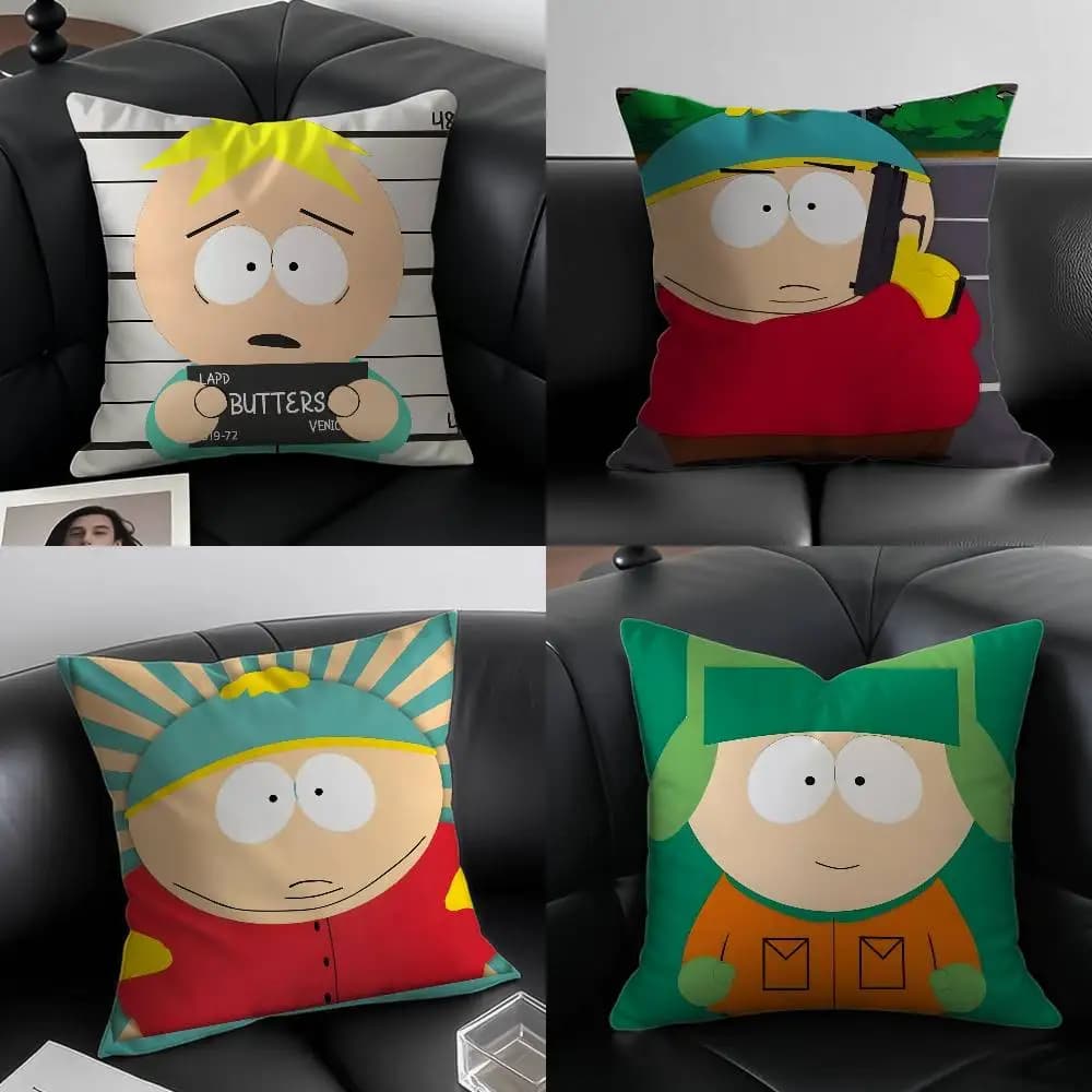 Cartoon Anime Funny South Park-P Pillow Federation Anti-dust Cheniera invisible silky short plush cushion cover for sofa