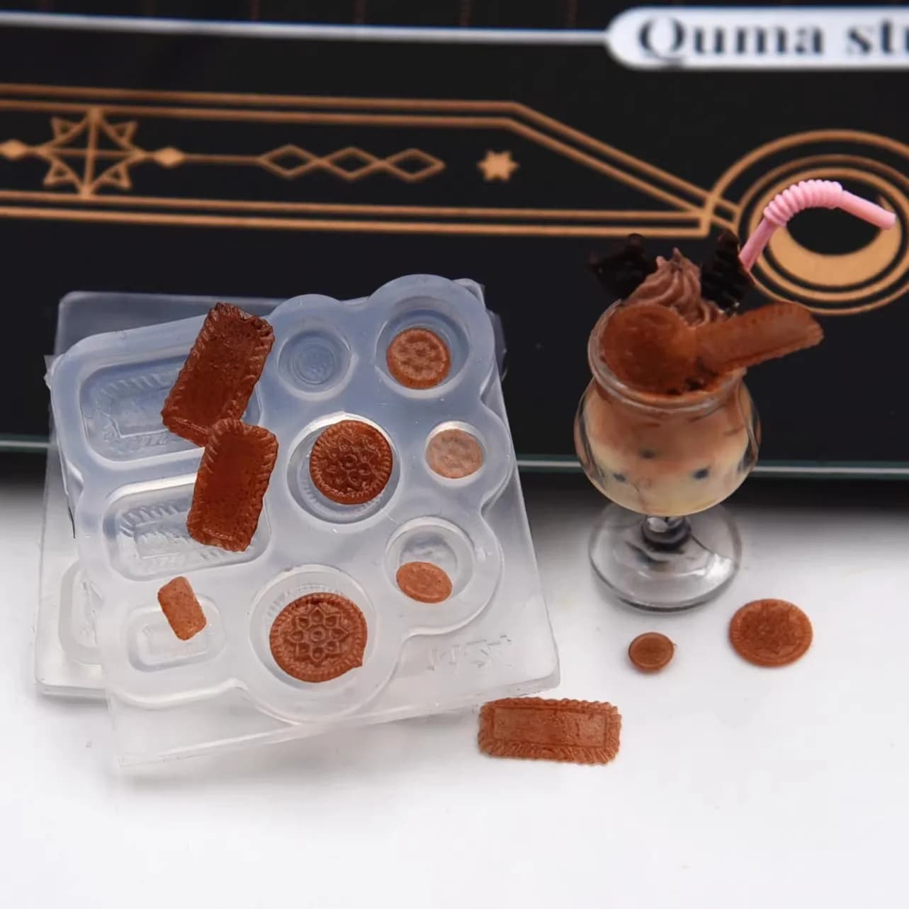 Mini biscotti al caramello, biscotti, stampi in argilla siliconica, ceramica, argilla, casa delle bambole, alesatore di ghiaccio, giocattolo alimentare, strumenti fai da te