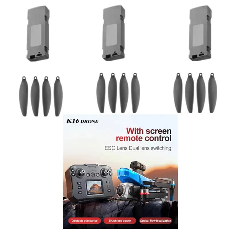 Batteria e Elica per Drone K16 MAX, Accessori Originali per Drone RC K16MAX, Batteria e Pale per Drone K16 MAX 3.7V 1800MAH