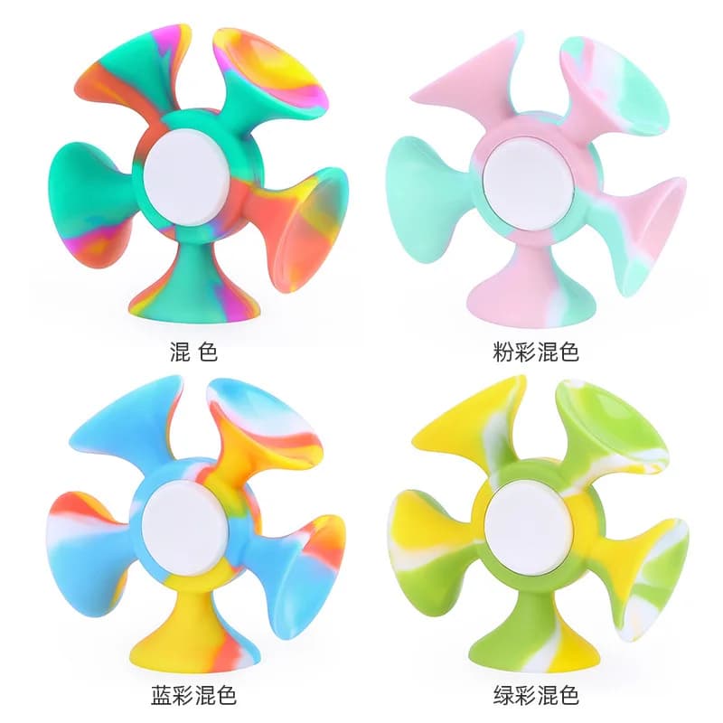 4 pezzi ventosa freccette Fidget Spinner Silicone ventose filatori a mano bolle Pop adulti giocattoli sensoriali Antistress per bambini