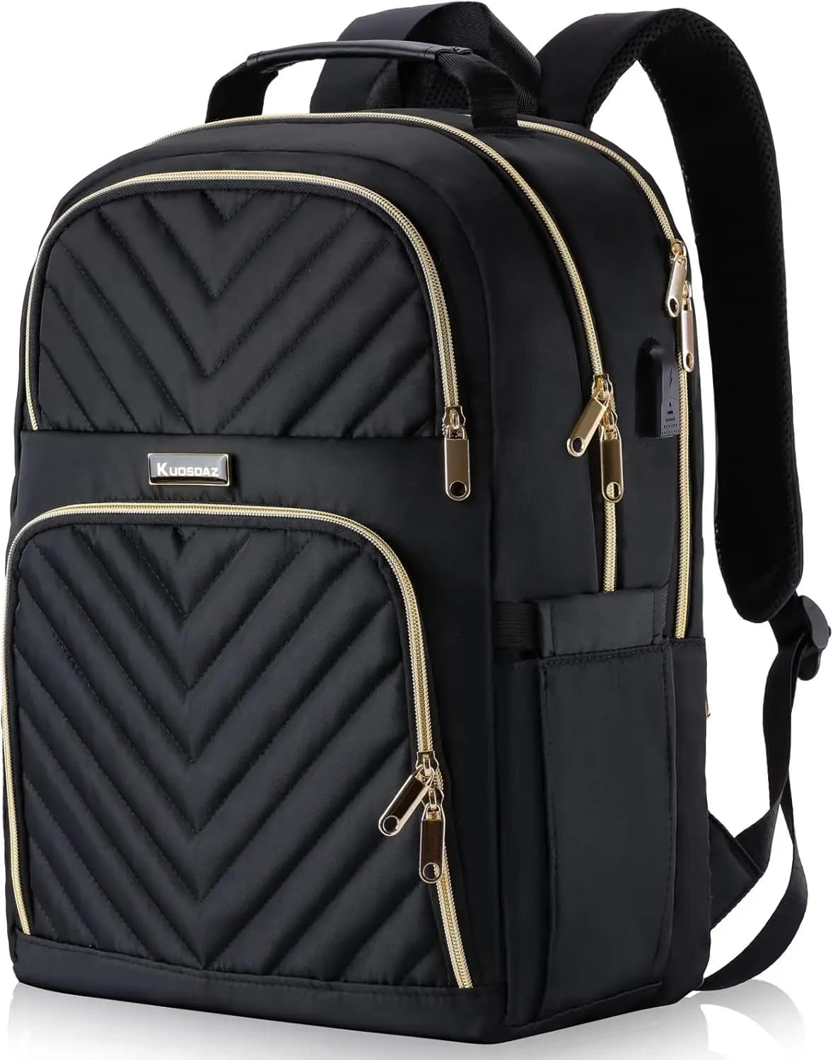 Zaino per laptop trapuntato da donna con porta di ricarica USB, design antifurto, grande capacità per la scuola e i viaggi