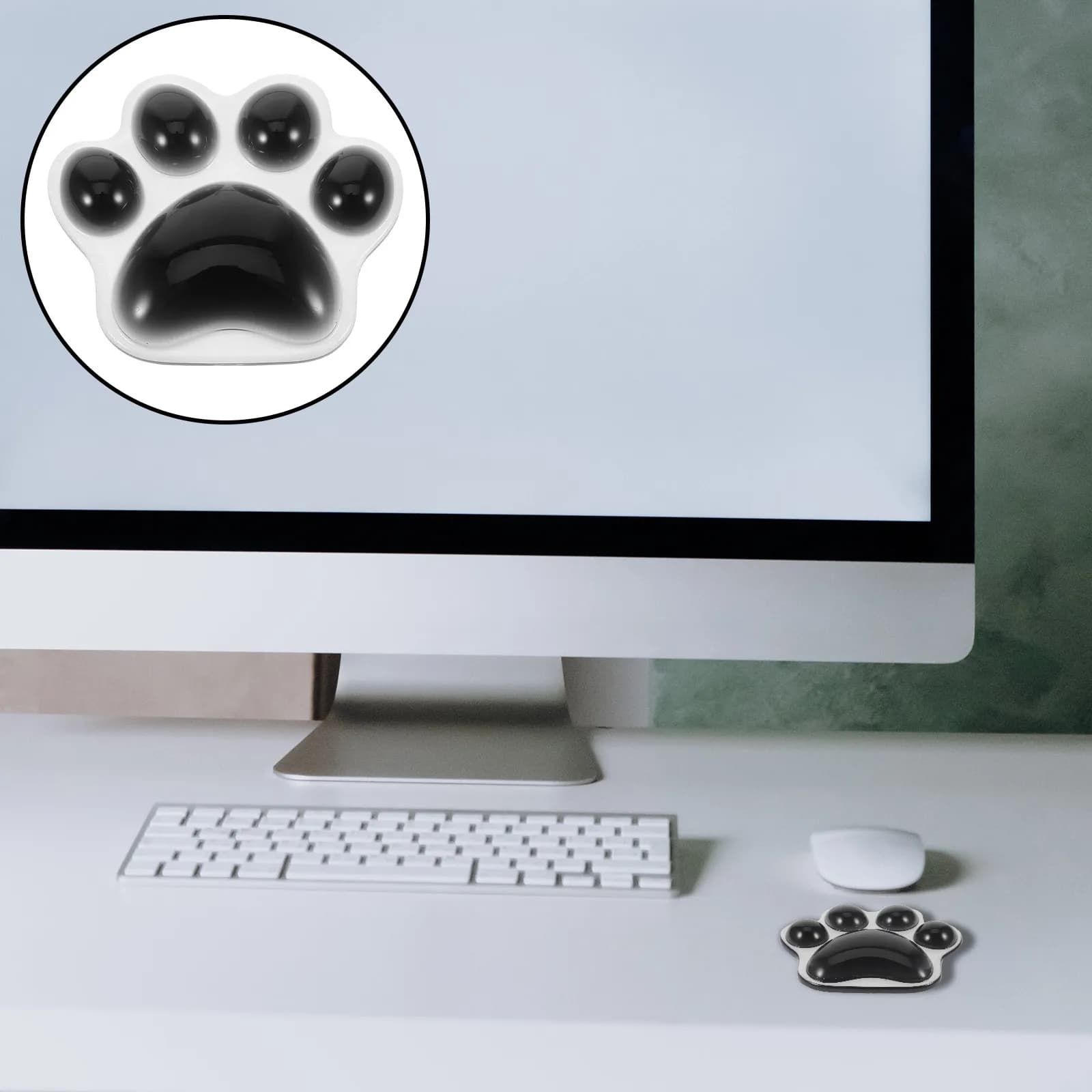 Simpatico tappetino per mouse a forma di zampa di gatto, cuscino in gel di silicone trasparente per tastiera e computer, supporto ergonomico per lunghe ore di lavoro o altro