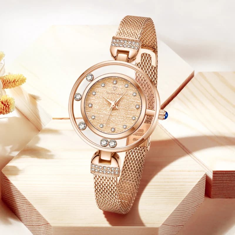 Orologio al Quarzo Impermeabile da Donna Mark Fairwhale con Diamanti, Design Semplice ed Elegante, Orologio da Festa per Donne dallo Stile Raffinato