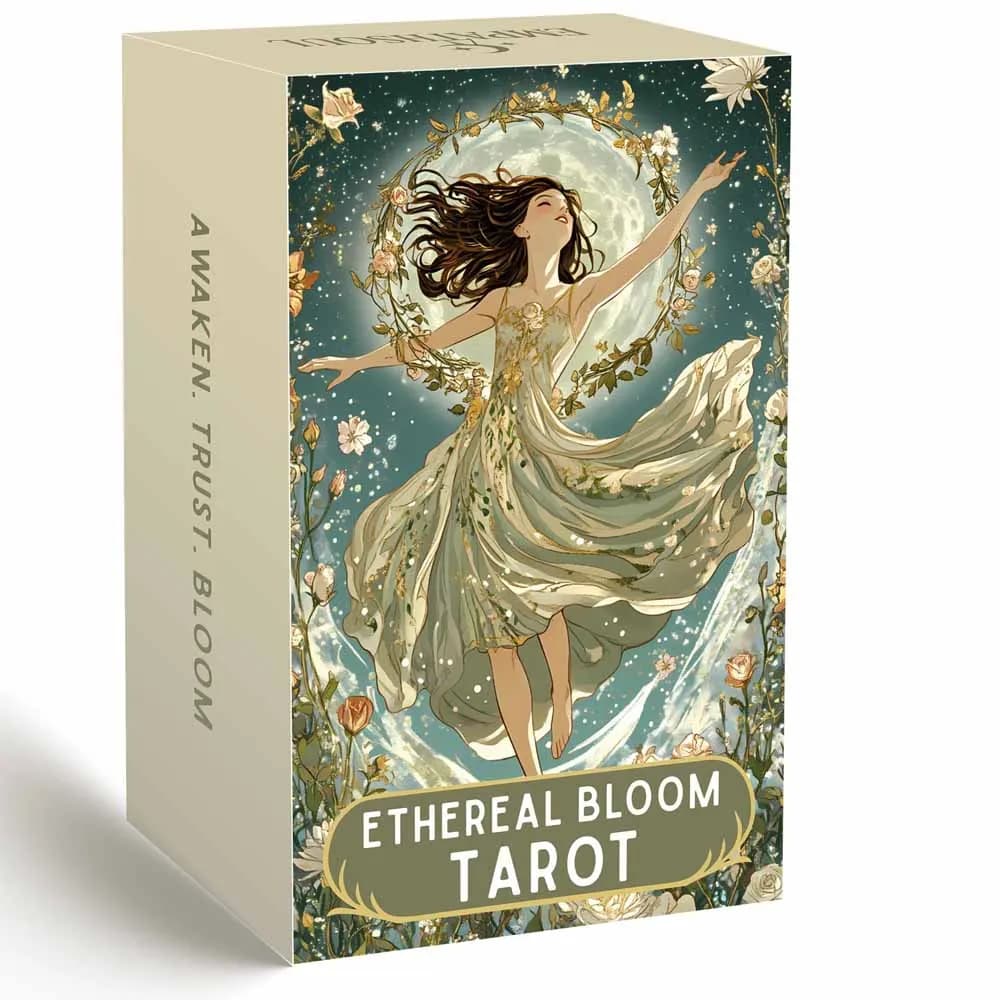 Mazzo di carte dei tarocchi Ethereal Bloom, 78 pezzi, 13x8 cm, tema Trust Flower, include giochi di carte con guida carta
